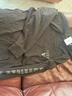 Black Men's Long-Sleeve Graphic Shirt with Sleeve Branding